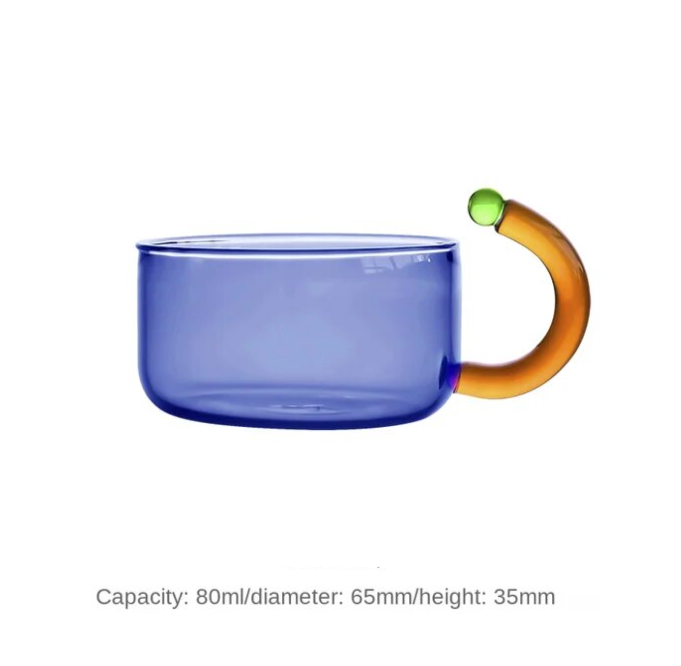 Contrasting Color Heat Resistant Glass Teapot and Cups: Blue Cup