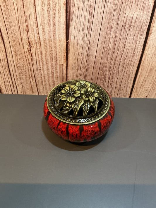 Celestial Bloom incense burner RED