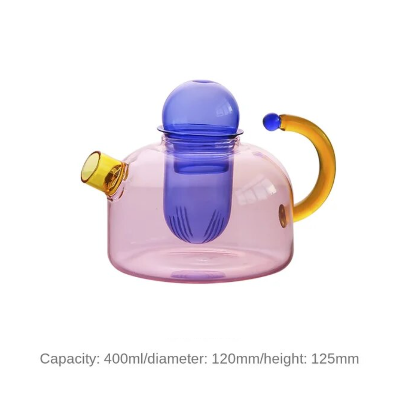 Contrasting Color Heat Resistant Glass Teapot and Cups: Blue Cup